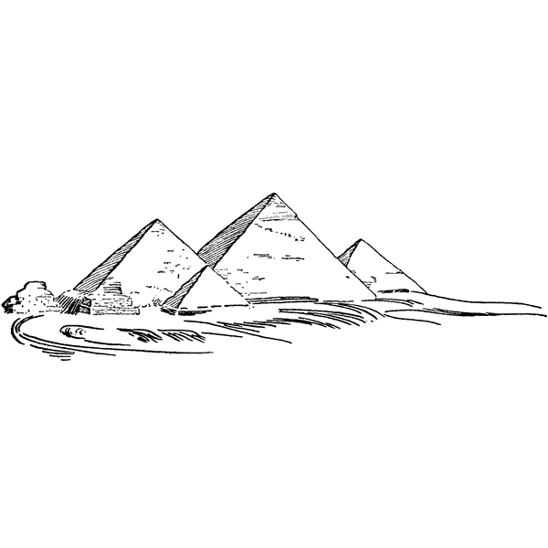 Pyramids with sand dunes rubber stamp